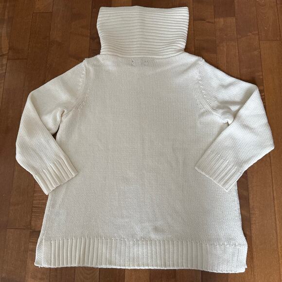 Lord & Taylor cream sweater with large fold over split collar size 1x - Picture 7 of 12